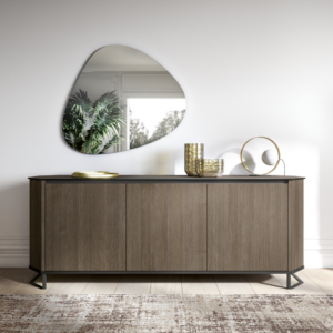 Sideboard Hexagon Honey Ribbed Wood 3/D